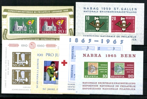 Schweiz, MiNr. Block 15, 16, 17, 18, 19 und 20, postfrisch