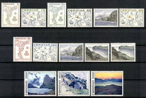 Färöer, MiNr. 7-20, Jahrgang 1975, postfrisch