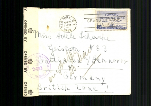 USA Zensurbeleg, Britischer Zensurstempel und Verschluß