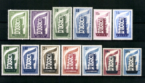 Europa Union (CEPT) Jahrgang 1956, 6 Länder, postfrisch / MNH