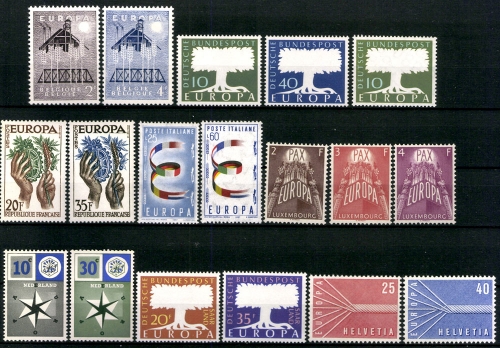 Europa Union (CEPT) Jahrgang 1957, 8 Länder, postfrisch / MNH