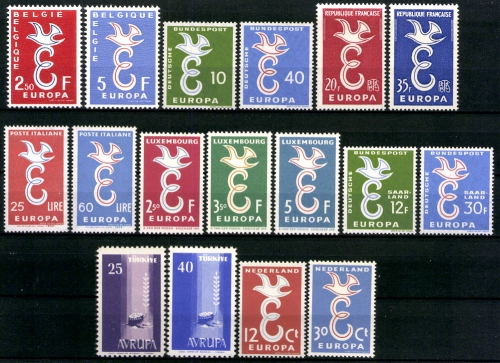 Europa Union (CEPT) Jahrgang 1958, 8 Länder, postfrisch / MNH