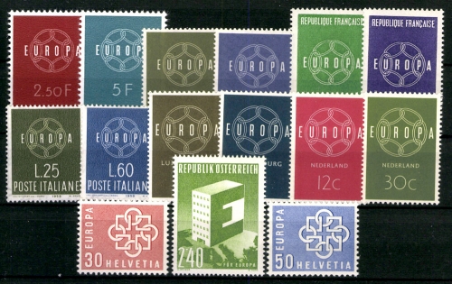 Europa Union (CEPT) Jahrgang 1959, 8 Länder, postfrisch / MNH