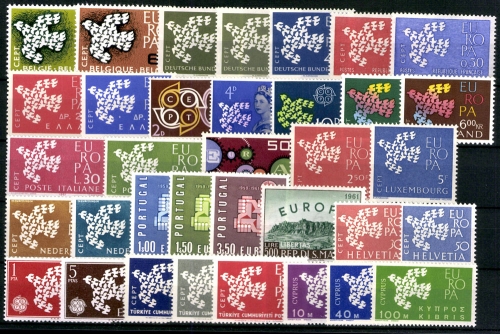 Europa Union (CEPT) Jahrgang 1961, 16 Länder, postfrisch / MNH