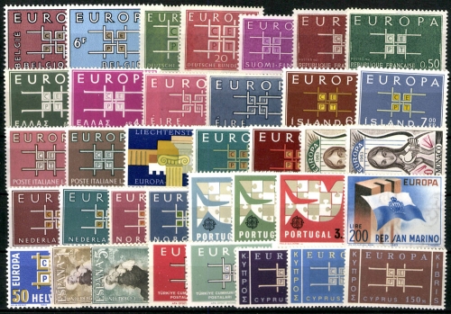 Europa Union (CEPT) Jahrgang 1963, 19 Länder, postfrisch/MNH