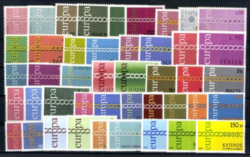 Europa Union (CEPT) Jahrgang 1971, 21 Länder, postfrisch/MNH