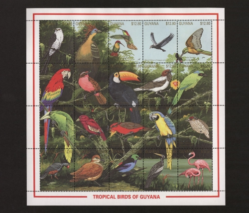 Guyana, Vögel, MiNr. 3427-3446, Zusammendruckbogen, postfrisch