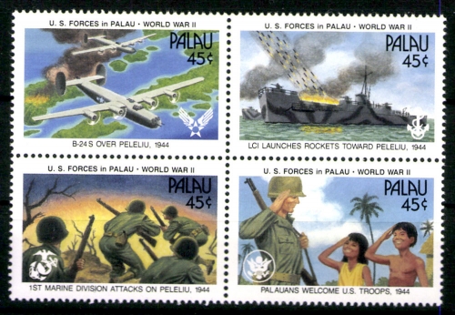 Palau, MiNr. 402-405 Viererblock, Militär, postfrisch