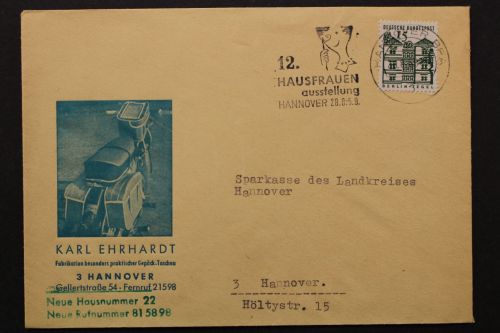 Hannover, Ehrhardt Gepäcktaschen, Werbung auf Brief