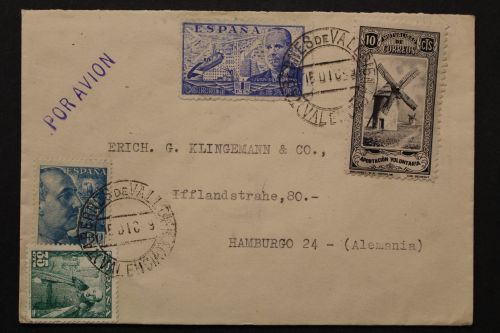 Spanien, dekorativer Beleg aus dem Jahr 1949
