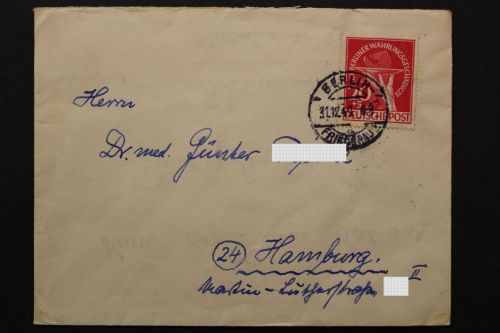 Berlin, MiNr. 69 auf Brief ab Berlin nach Hamburg