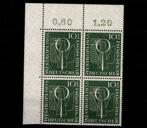 Deutschland (BRD), MiNr. 217, VB, Eckrand links oben, postfrisch