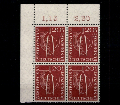 Deutschland (BRD), MiNr. 218, VB, Eckrand links unten, postfrisch