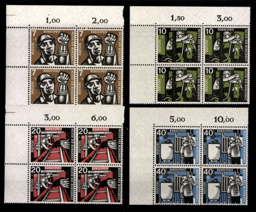 Deutschland (BRD), MiNr. 270-273, VB, Eckränder links oben, postfrisch