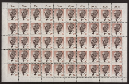 Berlin, MiNr. 492, 50er Bogen, Formnummer 1, postfrisch