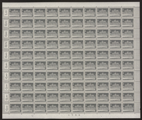 Berlin, MiNr. 140 y, 100er Bogen, DZ 12, postfrisch