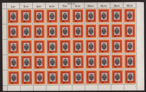 Berlin, MiNr. 385, 50er Bogen, FN 2, Berlin-Zudruck, postfrisch