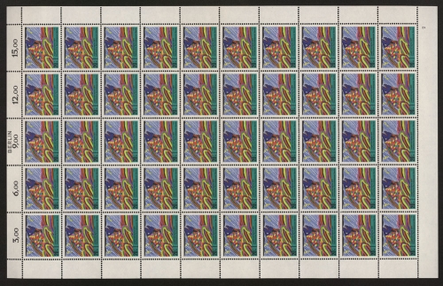 Berlin, MiNr. 387, 50er Bogen, FN 2, Zudruck Berlin, postfrisch