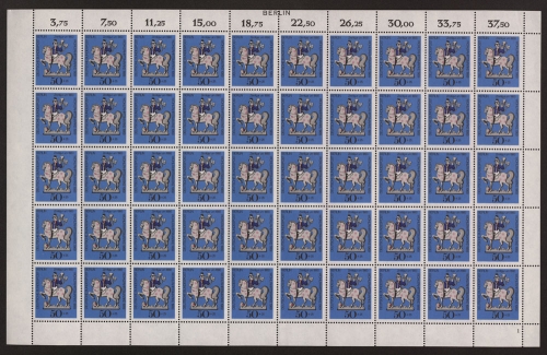 Berlin, MiNr. 351, 50er Bogen, FN 1, Zudruck Berlin, postfrisch