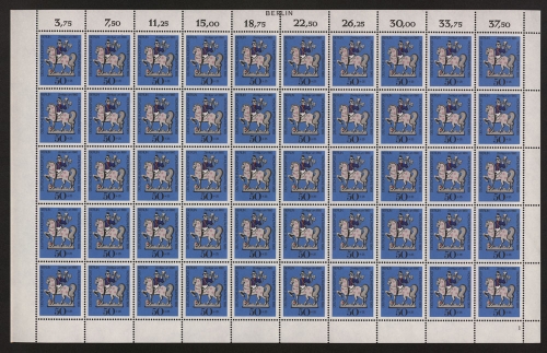 Berlin, MiNr. 351, 50er Bogen, FN 1, Zudruck Berlin, postfrisch