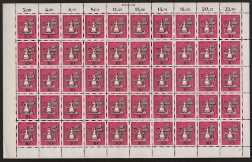 Berlin, MiNr. 350, 50er Bogen, FN 2, Zudruck Berlin, postfrisch