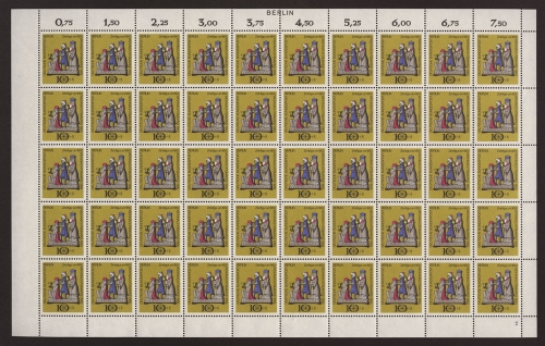 Berlin, MiNr. 352, 50er Bogen, FN 2, Zudruck Berlin, postfrisch