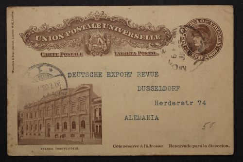 Uruguay, Ganzsache Hotel Alteno nach Deutschland, 1908