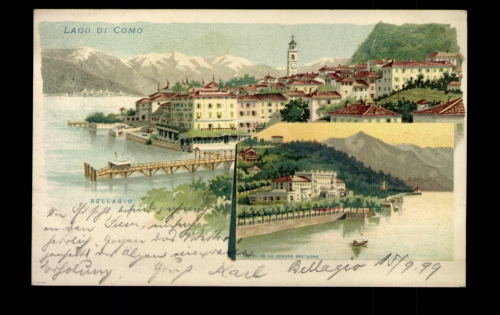 Lago di Como, Uferpartrie mit Schiffsanleger