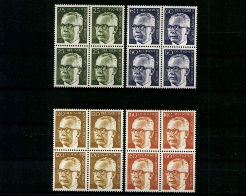 Berlin, MiNr. 393-396, Viererblöcke, postfrisch