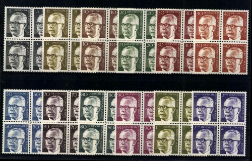 Berlin, MiNr. 359-370, Viererblöcke, postfrisch