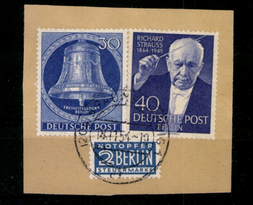 Berlin, MiNr. 105 + 124, Briefstück