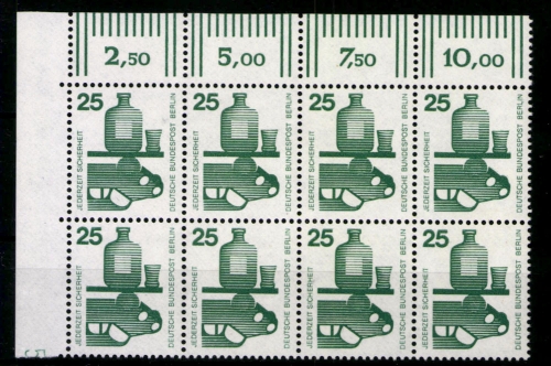 Berlin, MiNr. 405, 8er Block, Ecke li. oben, DZ 5, postfrisch