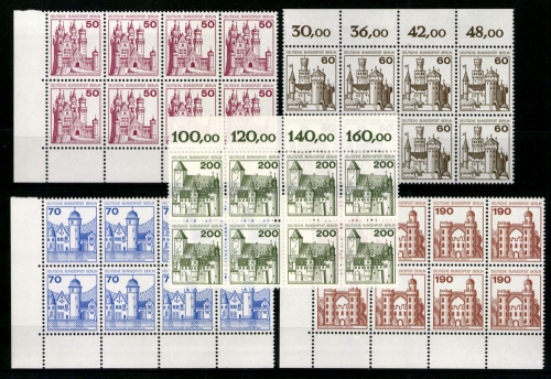 Berlin, MiNr. 532-540, 8er Blöcke, Randstücke, postfrisch