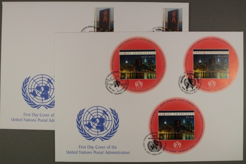 UNO Wien, MiNr. 379 + Block 16, Gemeinschaftsausgaben, FDC