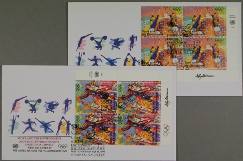 UNO - New York, MiNr. 716-717 Viererblock, Atlantastempel, FDC