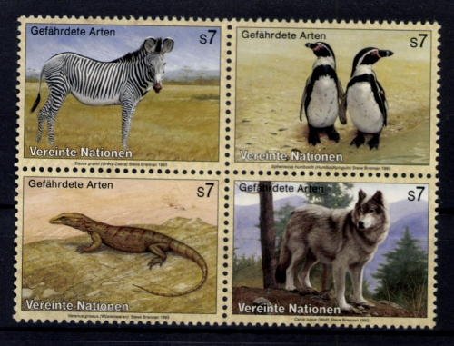 UNO - Wien, MiNr. 143-146 Viererblock, postfrisch