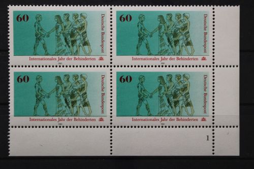 Deutschland, MiNr. 1083, Viererblock Ecke re. u. FN 1, postfrisch