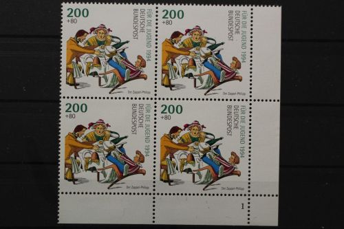 Deutschland, MiNr. 1730, 4er Block, Ecke re. u. FN 1, postfrisch