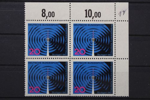 Deutschland, MiNr. 481, Viererblock, Ecke rechts oben, postfrisch