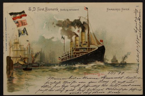Hamburg, Hafen, S.D. Fürst Bismarck Hamburg verlassend