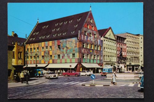 Augsburg, Merkurbrunnen und Weberhaus