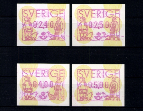 Schweden, Automaten, MiNr. 1, 4 Werte, postfrisch