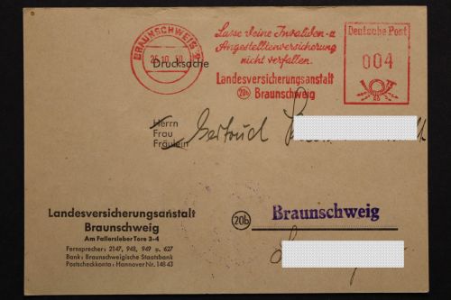Braunschweig, Rentenantrag ist Eingegangen, 25.10.50