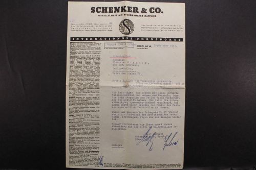 Berlin, Schenker & Co, Rechnung vom 30.10.1942