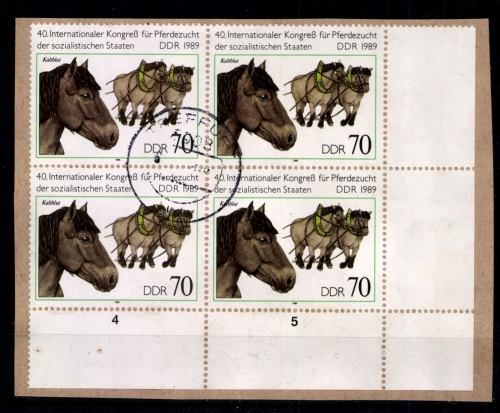 DDR, MiNr. 3263 Viererblock, Ecke rechts unten, Briefstück