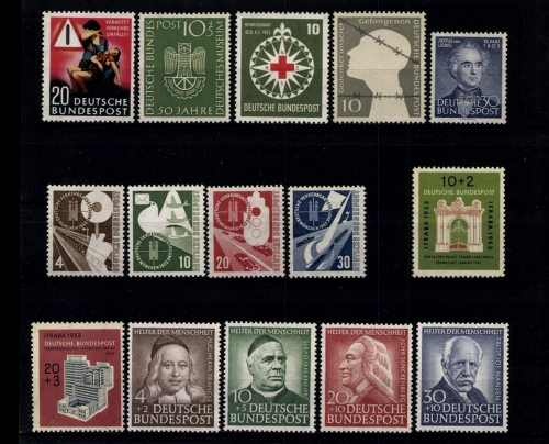 Deutschland (BRD), MiNr. 162-176, Jahrgang 1953, postfrisch