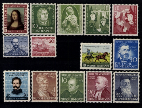 Deutschland (BRD), MiNr. 148-161, Jahrgang 1952, postfrisch