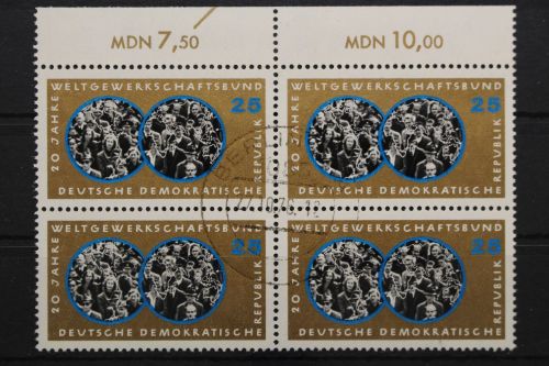 DDR, MiNr. 1116, Viererblock, Oberrand, gestempelt