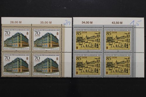 DDR, MiNr. 3235-3236, Viererblöcke, Ecken rechts oben, postfrisch