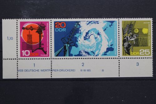DDR, MiNr. 1343-1345 Zd, Ecke links unten, DV III, postfrisch
